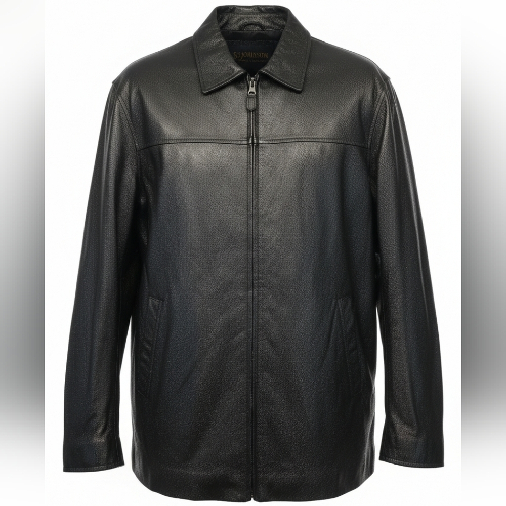St. John's Bay Heavy Black Leather Jacket for Men Size Large